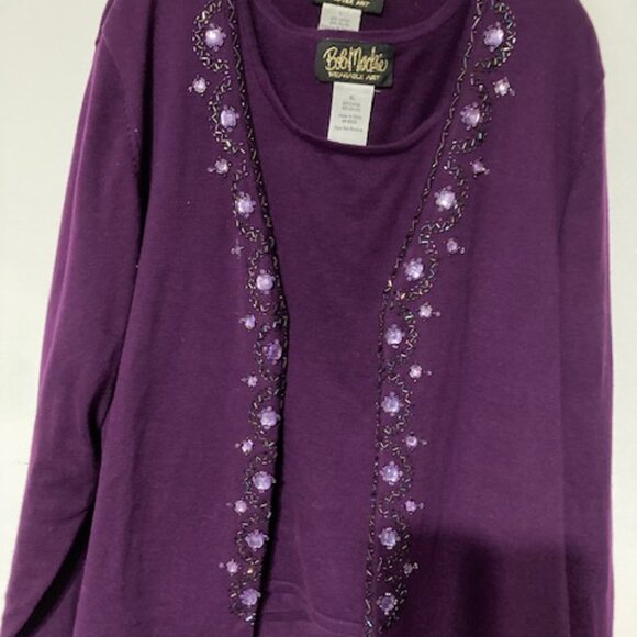 Bob Mackie Wearable Art Cardigan Sweater with Tank – Used - Picture 2 of 11